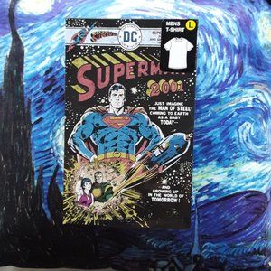 SUPERMAN 2001 DC Comics Lg T-Shirt In Collectible Metal Box New Unopened 2010